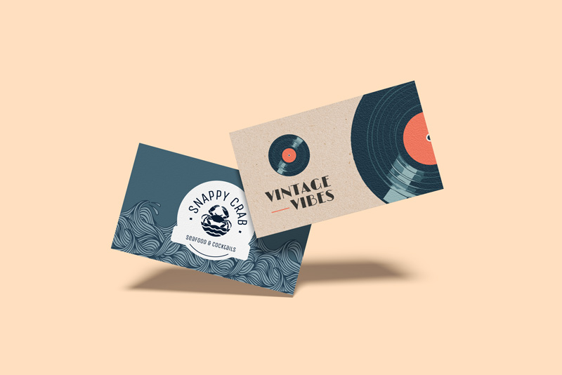 Premium business cards with teal geometric design