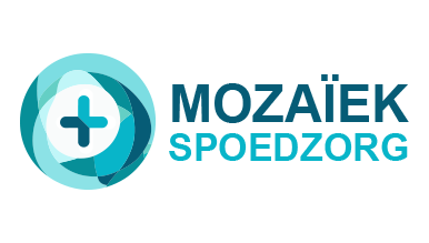 AI logo maker-ontwerp van een blauwe medische kruis met golven voor Mosaic Urgent Care.