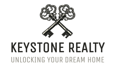 AI logo maker design of two crossed vintage keys for Keystone Realty.