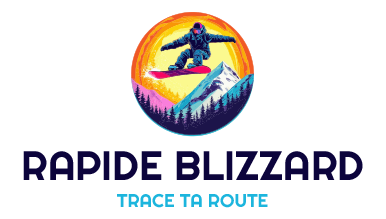 Design AI logo maker d’un snowboarder en plein saut pour Blizzard Rush.