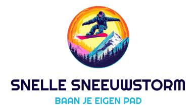 AI logo maker-ontwerp van een snowboarder midden in een sprong voor Blizzard Rush.