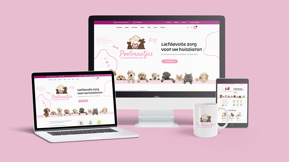 Paw Pals-logo gemaakt met Logo Maker voor een dierenwinkel gespecialiseerd in schattige huisdieren en verzorging, gebruikt in professionele website-ontwerpen voor uw bedrijf
