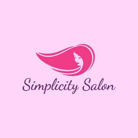 Simplicity Salon beauty hair woman icon pink logo design created with Logo Maker