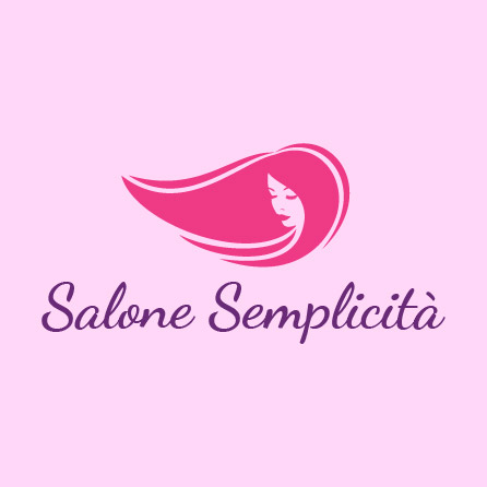 Simplicity Salon, icona rosa di donna con capelli, design del logo creato con Logo Maker
