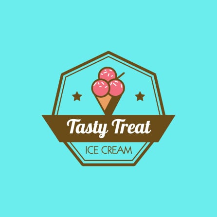 Tasty Treat Ice Cream icon pink and blue logo design created with Logo Maker