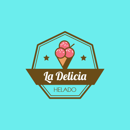 Ícono de Helado Tasty Treat en rosa y azul, diseño de logotipo creado con Logo Maker