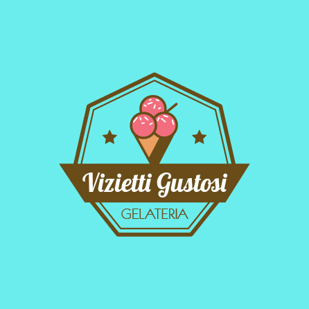 Icona Gelato Tasty Treat rosa e blu, design del logo creato con Logo Maker