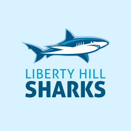 Icône requin de Liberty Hills bleu, conception de logo créée avec Logo Maker