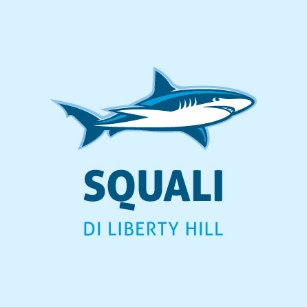 Icona squali di Liberty Hills, design del logo blu creato con Logo Maker
