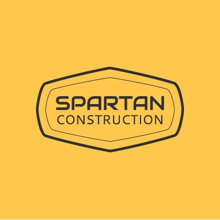 Spartan Construction icon yellow and black logo design created with Logo Maker