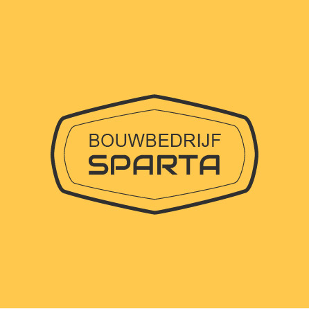 Spartan Construction icoon geel en zwart logo-ontwerp gemaakt met Logo Maker
