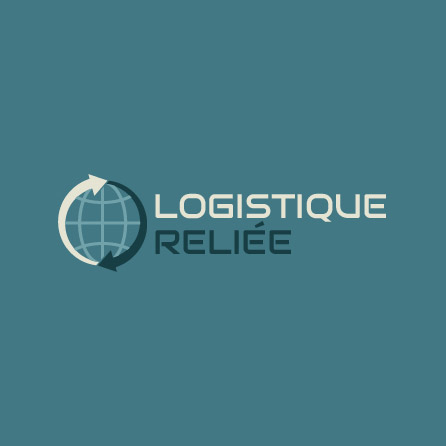 Icône de logistique liée bleu foncé, conception de logo créée avec Logo Maker