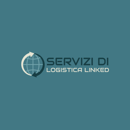 Icona logistica collegata, design del logo blu scuro creato con Logo Maker
