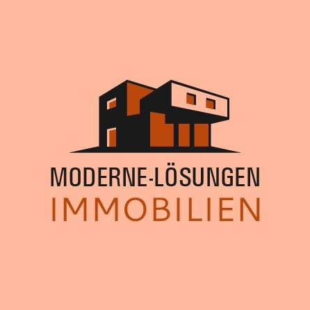 Modern Solution Immobilien-Icon Lachsfarbenes Logo-Design erstellt mit Logo Maker