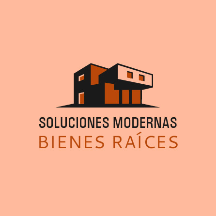 Ícono inmobiliario Modern Solution en color salmón, diseño de logotipo creado con Logo Maker