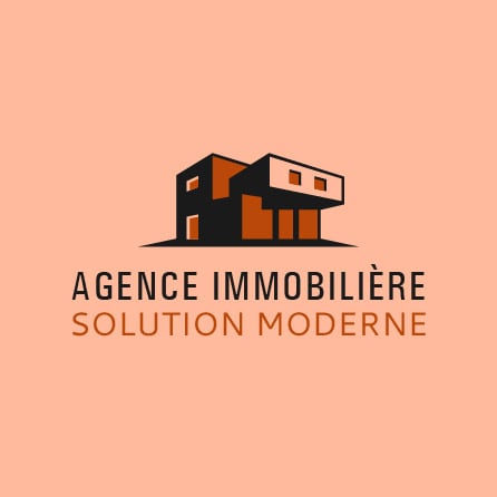 Icône immobilière Modern Solution couleur saumon, conception de logo créée avec Logo Maker