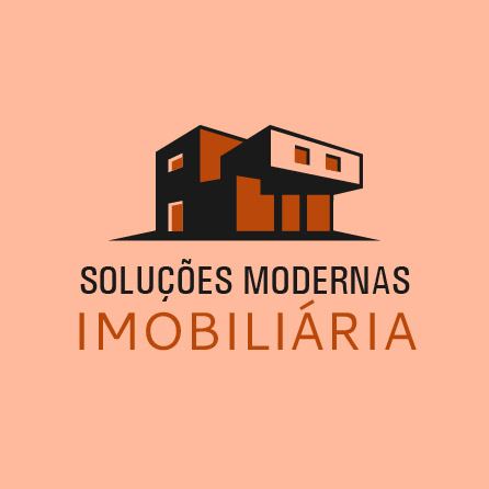 Ícone imobiliário Solução Moderna, design de logo na cor salmão criado com a Logo Maker