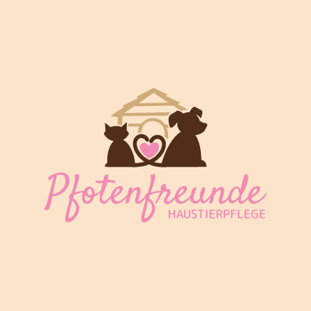 Paw Pals Haustierpflege Katzen und Hunde Icon Gelbes und Pinkes Logo-Design erstellt mit Logo Maker