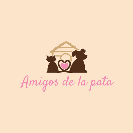 Paw Pals cuidado de mascotas gatos y perros, ícono amarillo y rosa, diseño de logotipo creado con Logo Maker