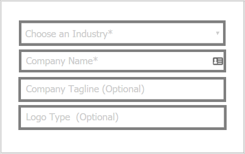 Formulário de texto exibindo informações sugeridas da empresa para criar um logotipo